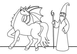 Unicorn boyama sayfası, Unicorn coloring page, Unicorn Ve Cadı, 