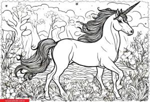 Unicorn boyama sayfası, Unicorn coloring page, , 