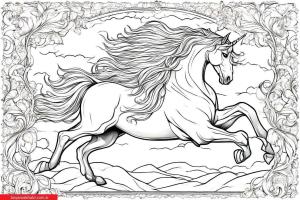 Unicorn boyama sayfası, Unicorn coloring page, , 