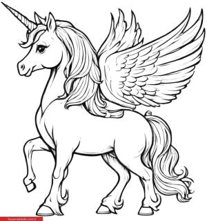 Unicorn boyama sayfası, Unicorn coloring page, , 