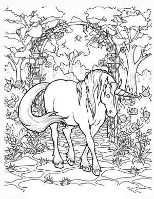 Unicorn boyama sayfası, Unicorn coloring page, Unicorn Bahçede, 