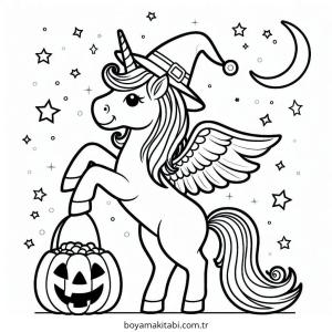 Unicorn boyama sayfası – kolay boyama, eğitici aktivite