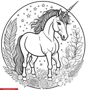 Unicorn boyama sayfası, Unicorn coloring page, , 