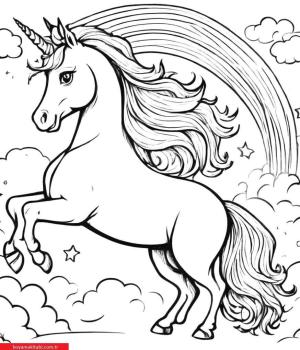 Unicorn boyama sayfası, Unicorn coloring page, , 