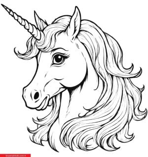 Unicorn boyama sayfası, Unicorn coloring page, , 