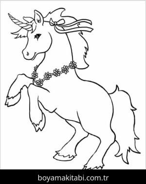 Unicorn boyama sayfası – basit çizim, kolay boyama