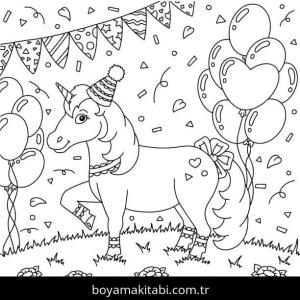 Unicorn boyama sayfası – çocuklar için, çizgi film temalı