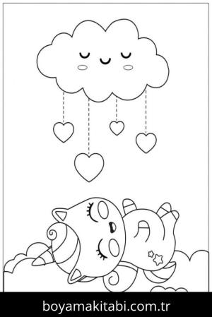 Unicorn boyama sayfası – sanatsal çalışma, çocuklar için