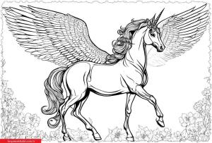 Unicorn boyama sayfası, Unicorn coloring page, , 