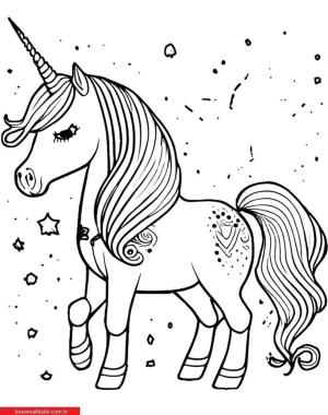 Unicorn boyama sayfası, Unicorn coloring page, , 