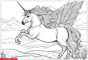 Unicorn boyama sayfası, Unicorn coloring page, , 