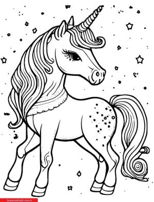 Unicorn boyama sayfası, Unicorn coloring page, , 