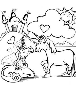 Unicorn boyama sayfası, Unicorn coloring page, Çift Unicorn, 