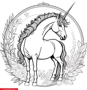 Unicorn boyama sayfası, Unicorn coloring page, , 