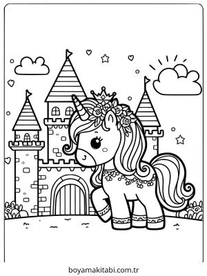 Unicorn boyama sayfası – çocuklar için, çizgi film temalı