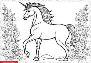 Unicorn boyama sayfası, Unicorn coloring page, , 