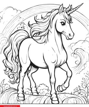 Unicorn boyama sayfası, Unicorn coloring page, , 