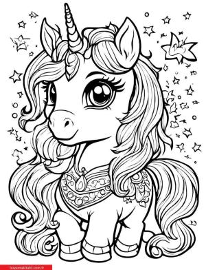 Unicorn boyama sayfası, Unicorn coloring page, , 