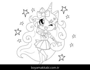 Unicorn boyama sayfası – sevimli karakter, sanatsal çalışma