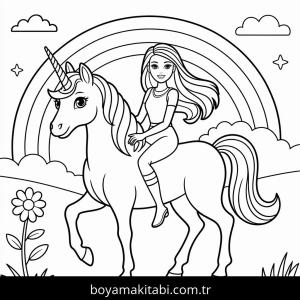 Unicorn boyama sayfası – eğlenceli etkinlik, el becerilerini geliştirir