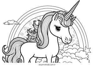 Unicorn boyama sayfası – eğitici aktivite, yaratıcılık