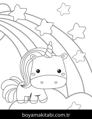 Unicorn boyama sayfası – basit çizim, kolay boyama