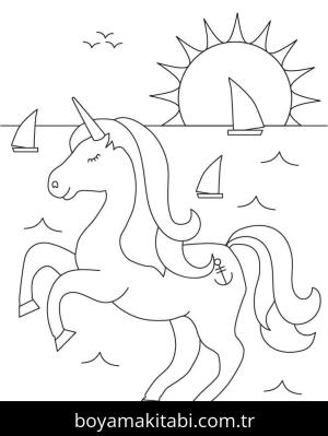 Unicorn boyama sayfası – boyama çalışması, yaratıcılığı geliştirir