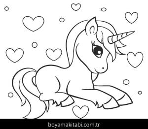 Unicorn boyama sayfası – sevimli karakter, sanatsal çalışma