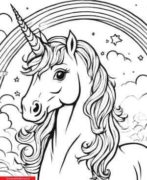 Unicorn boyama sayfası, Unicorn coloring page, , 