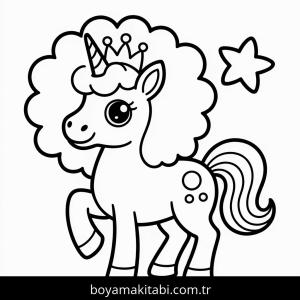 Unicorn boyama sayfası – sevimli karakter, sanatsal çalışma