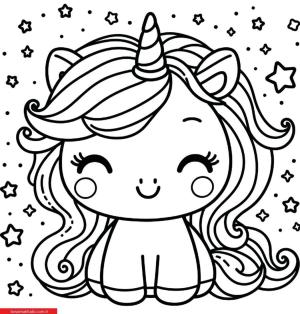 Unicorn boyama sayfası, Unicorn coloring page, , 