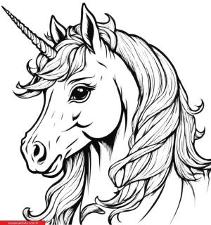 Unicorn boyama sayfası, Unicorn coloring page, , 