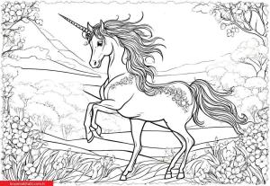 Unicorn boyama sayfası, Unicorn coloring page, , 