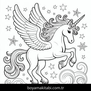 Unicorn boyama sayfası – el becerilerini geliştirir, boyama çalışması