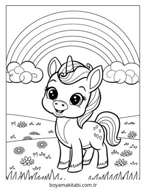 Unicorn boyama sayfası – boyama çalışması, yaratıcılığı geliştirir