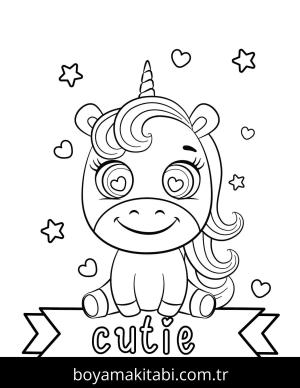 Unicorn boyama sayfası – çocuklar için, çizgi film temalı