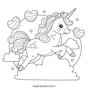 Unicorn boyama sayfası – sevimli karakter, sanatsal çalışma