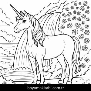 Unicorn boyama sayfası – evde etkinlik, ücretsiz yazdır