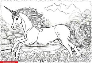 Unicorn boyama sayfası, Unicorn coloring page, , 