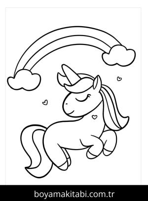 Unicorn boyama sayfası – renkli çizimler, okul öncesi