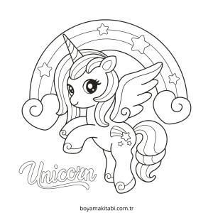 Unicorn boyama sayfası – boyama çalışması, yaratıcılığı geliştirir