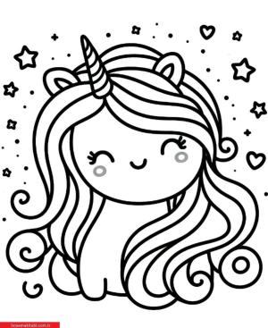 Unicorn boyama sayfası, Unicorn coloring page, , 