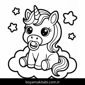 Unicorn boyama sayfası – çocuklar için, çizgi film temalı