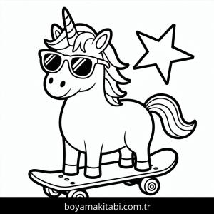 Unicorn boyama sayfası – kolay boyama, eğitici aktivite