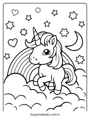 Unicorn boyama sayfası – eğitici aktivite, yaratıcılık