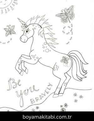 Unicorn boyama sayfası – çizgi film temalı, basit çizim