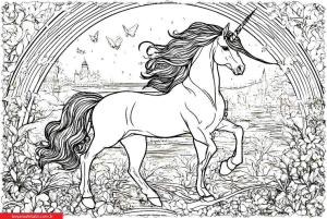 Unicorn boyama sayfası, Unicorn coloring page, , 