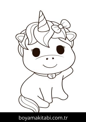 Unicorn boyama sayfası – PDF indir, sevimli karakter