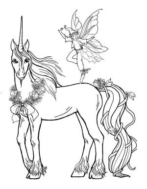 Unicorn boyama sayfası, Unicorn coloring page, Unicorn Peri Ile, 