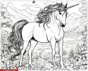 Unicorn boyama sayfası, Unicorn coloring page, , 